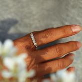 Anillo de cadena de margaritas bicolor estilo cottagecore - Plata
